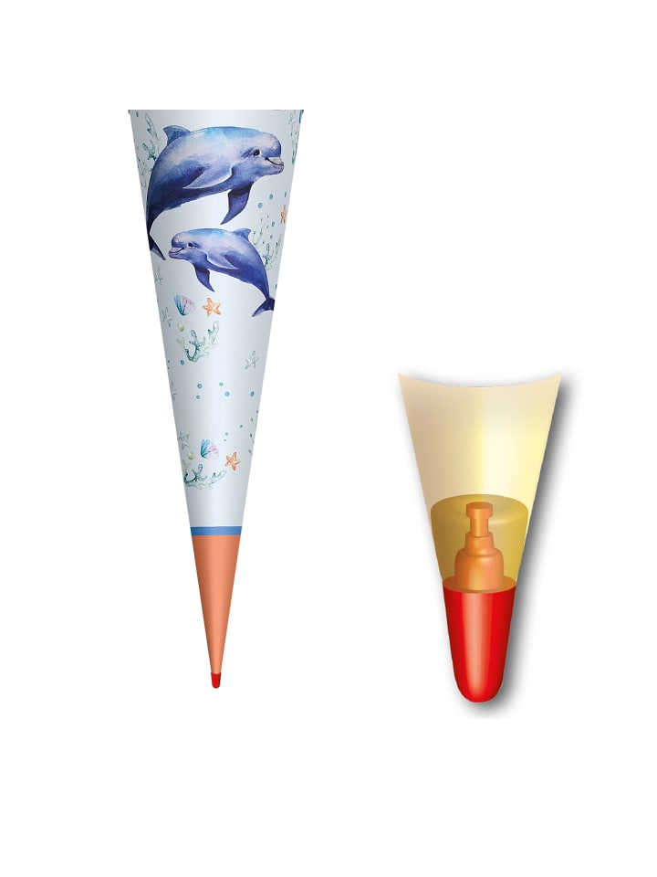 ROTH Schultüte Lieblingsstück Delfin Duo 70 cm, Stoffverschluss in Hellblau günstig kaufen onesize