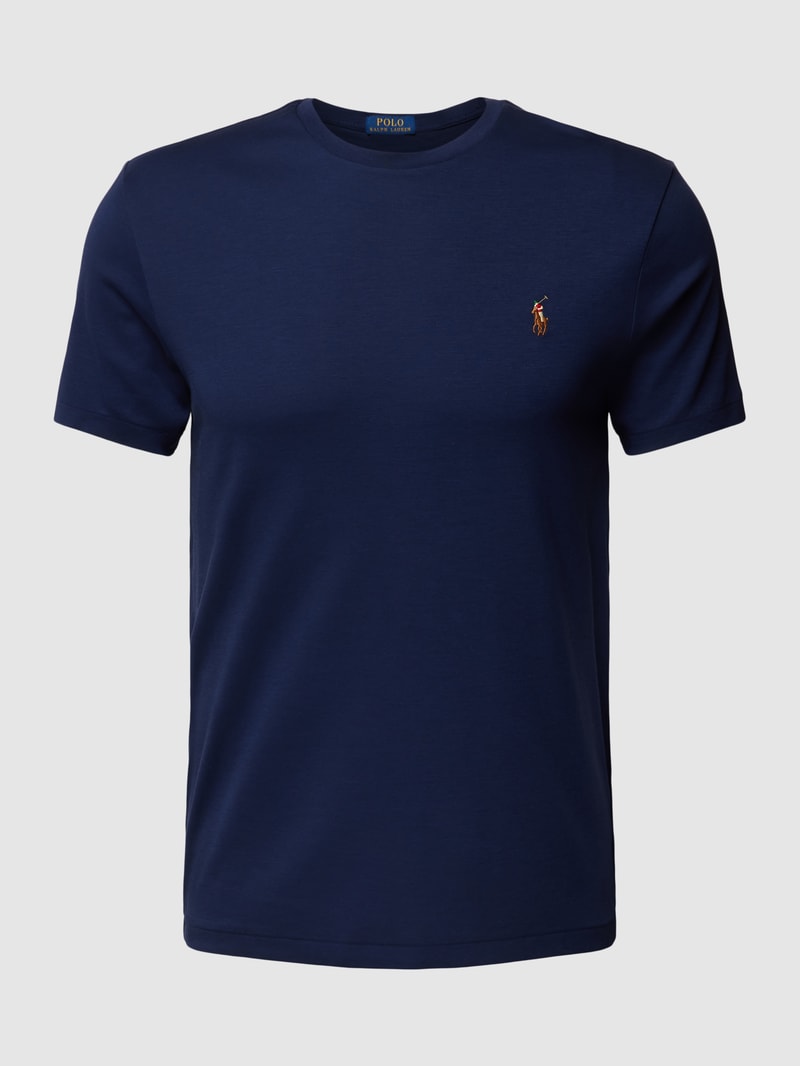 T-Shirt mit Streifenmuster Modell 'PIMA' in marineblau