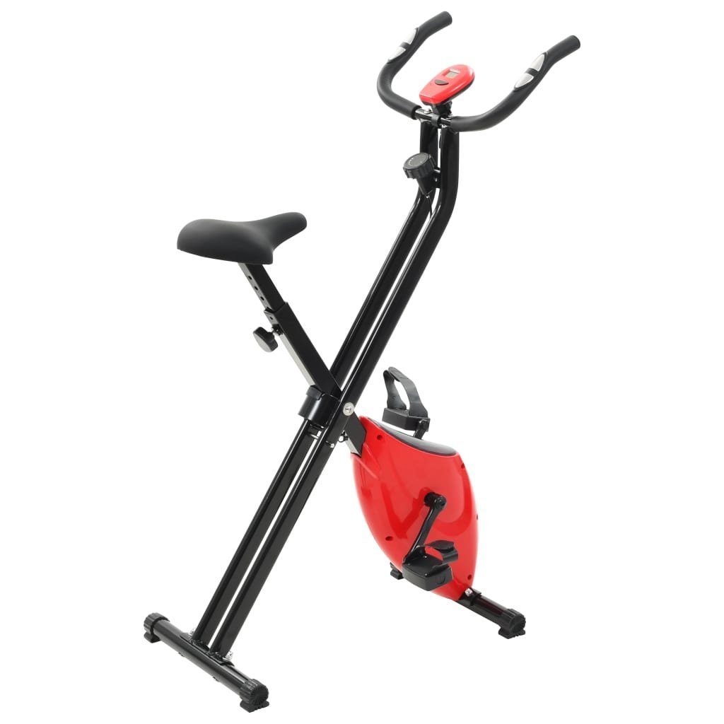 vidaXL Heimtrainer Magnetischer Heimtrainer X-Bike mit Pulsmessung Schwarz Rot
