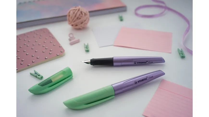 STABILO® Füller - STABILO Flow COSMETIC in metallic lila/grün - Einzelstift - inklusive Patrone