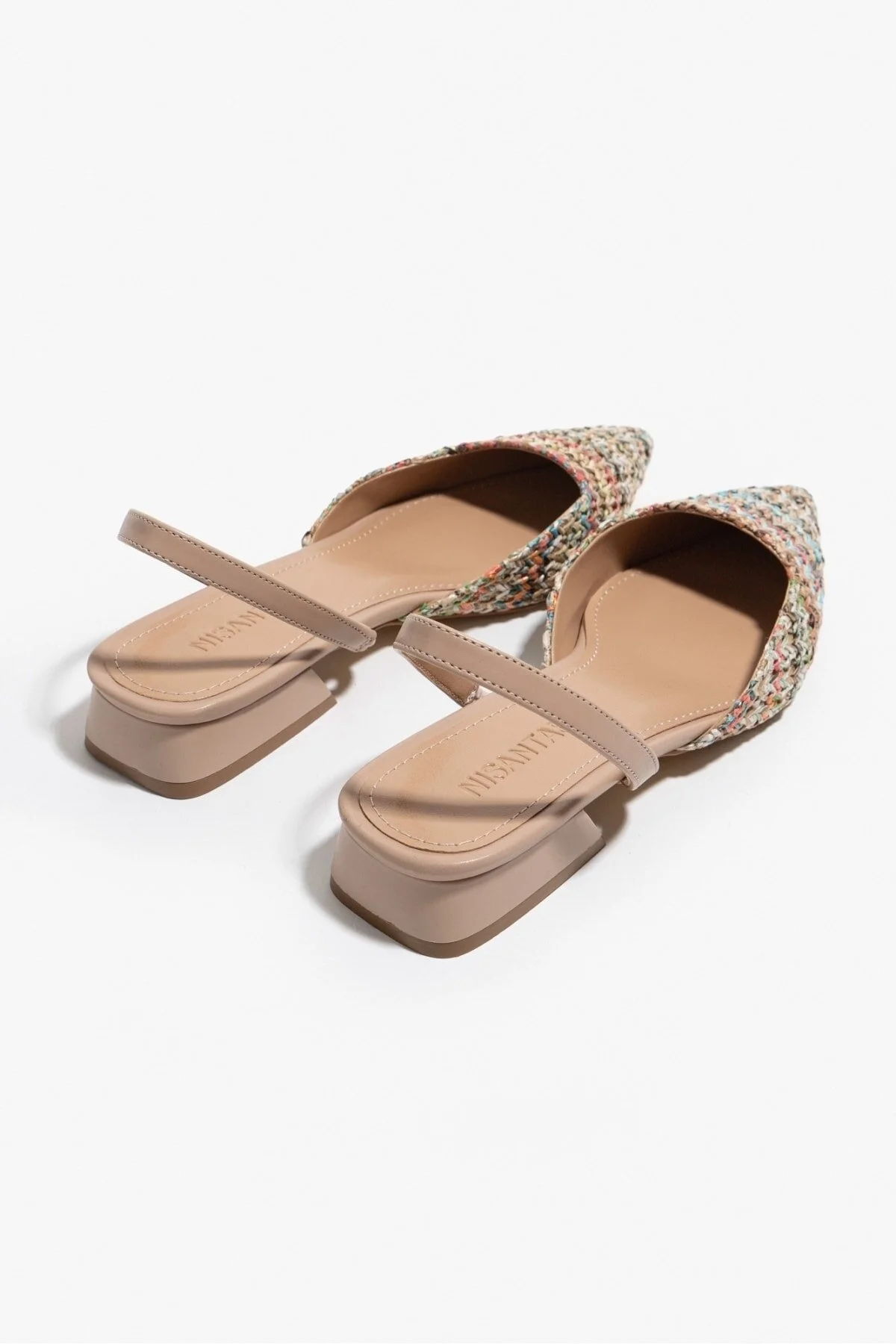 NİŞANTAŞI SHOES  Elvira Bunte Damen-Ballerinas mit geflochtener Rückseite und elastischem, spitzem Zehenbereich