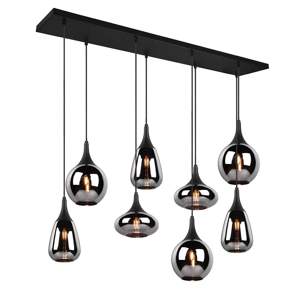 etc-shop Pendelleuchte, Leuchtmittel nicht inklusive, Pendelleuchte Glas 8 flammig Esstischlampe schwarz
