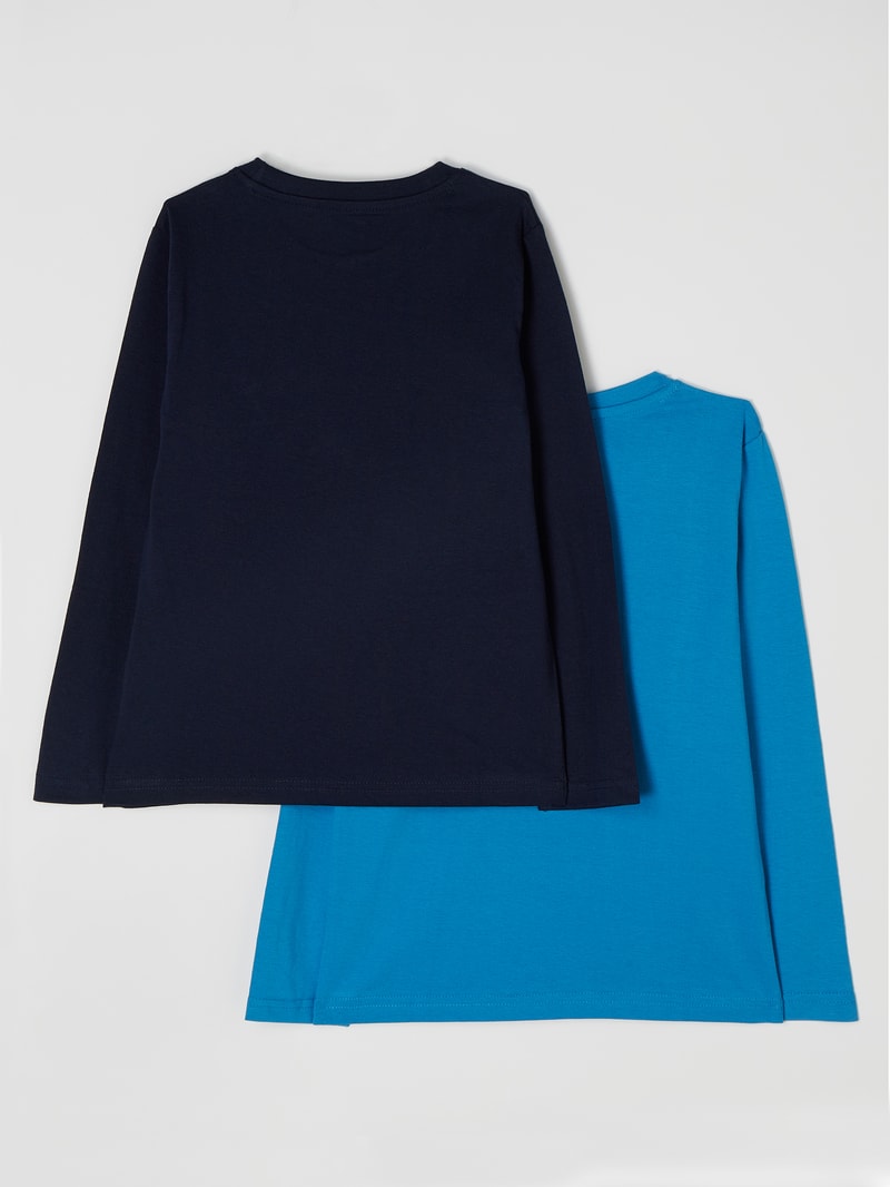 Longsleeve aus Baumwolle im 2er-Pack in marineblau