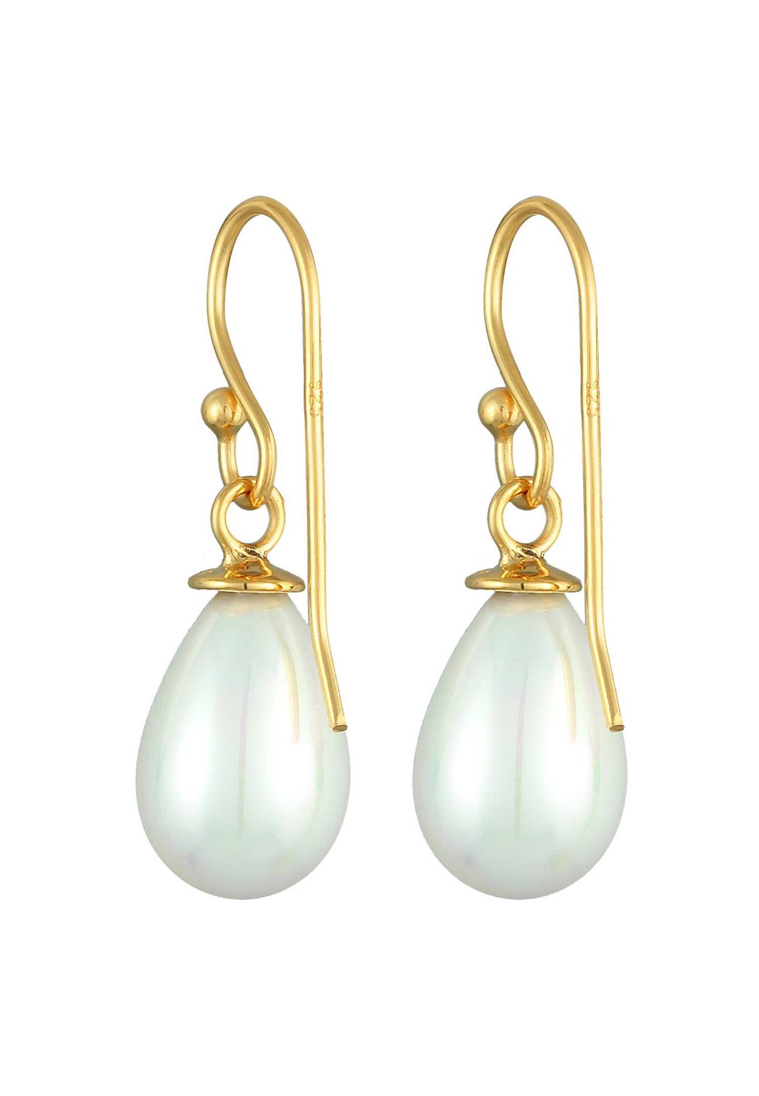 Boucles d'oreilles ovales classiques pour femme de Nenalina, ornées d'une perle de coquillage, en argent sterling 925.