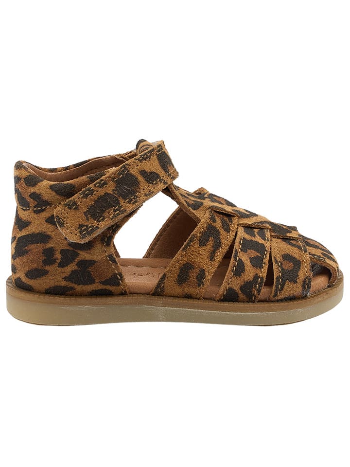 POM POM Leder-Halbsandalen in Hellbraun günstig kaufen
