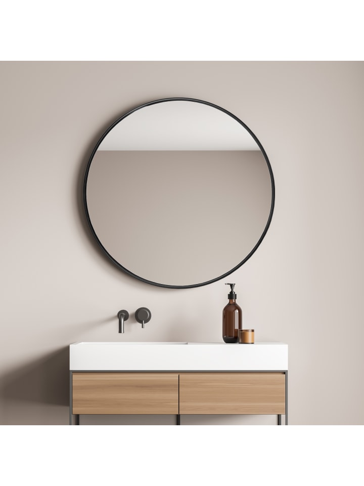en.casa Wandspiegel Ordona in Schwarz (D)40cm günstig kaufen onesize