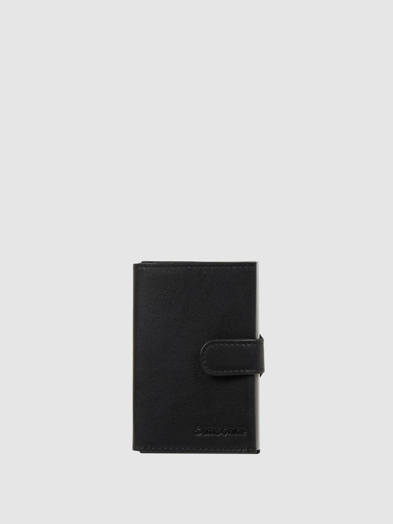 Kartenetui aus Leder Modell 'Alu Fit' in schwarz