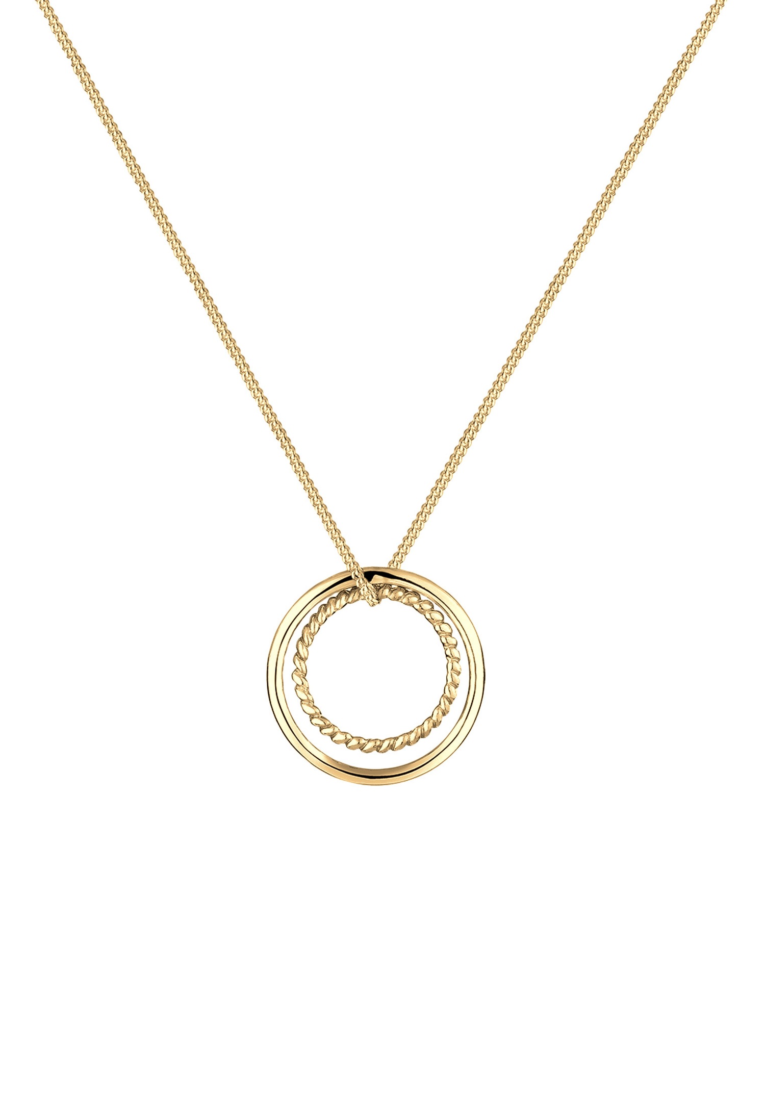 Pierścionek damski Elli Basic Two-Tone Geo Circle ze srebra próby 925, pozłacany