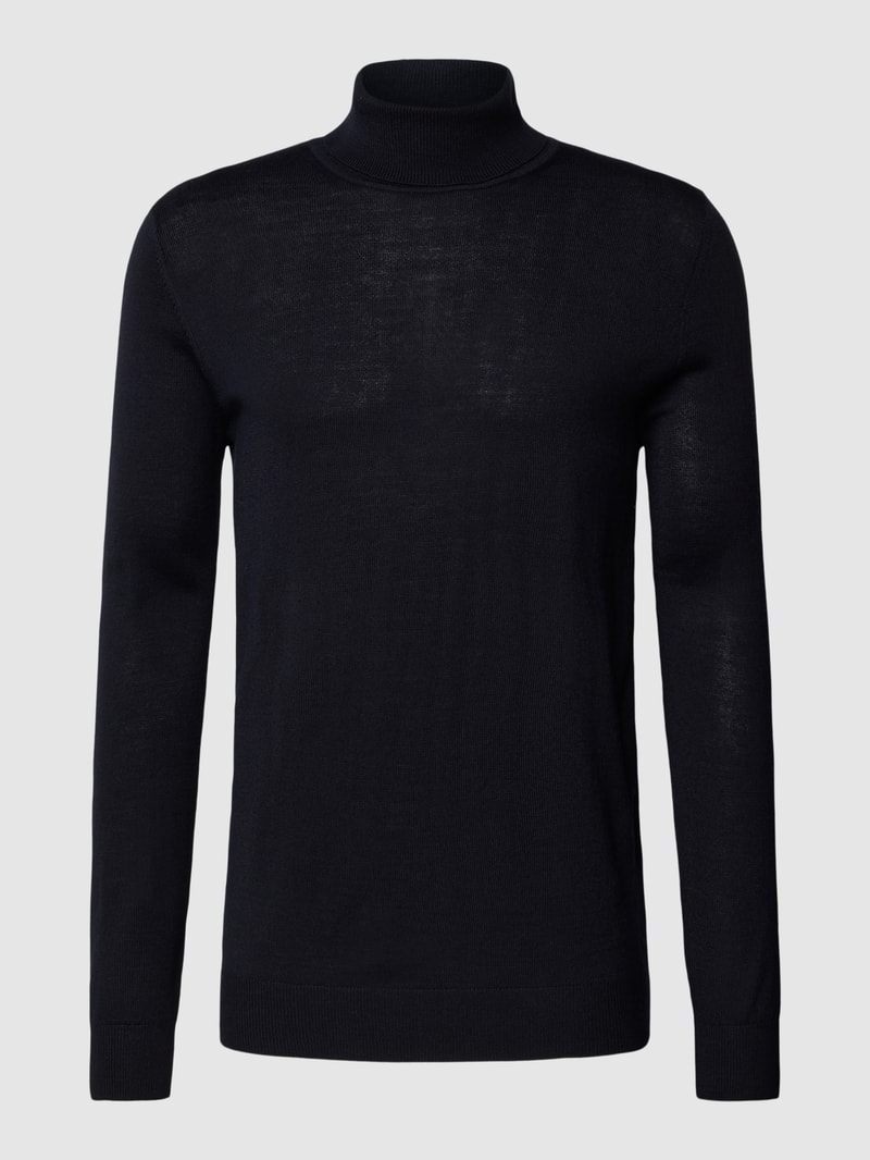 Pullover mit Stehkragen in marineblau