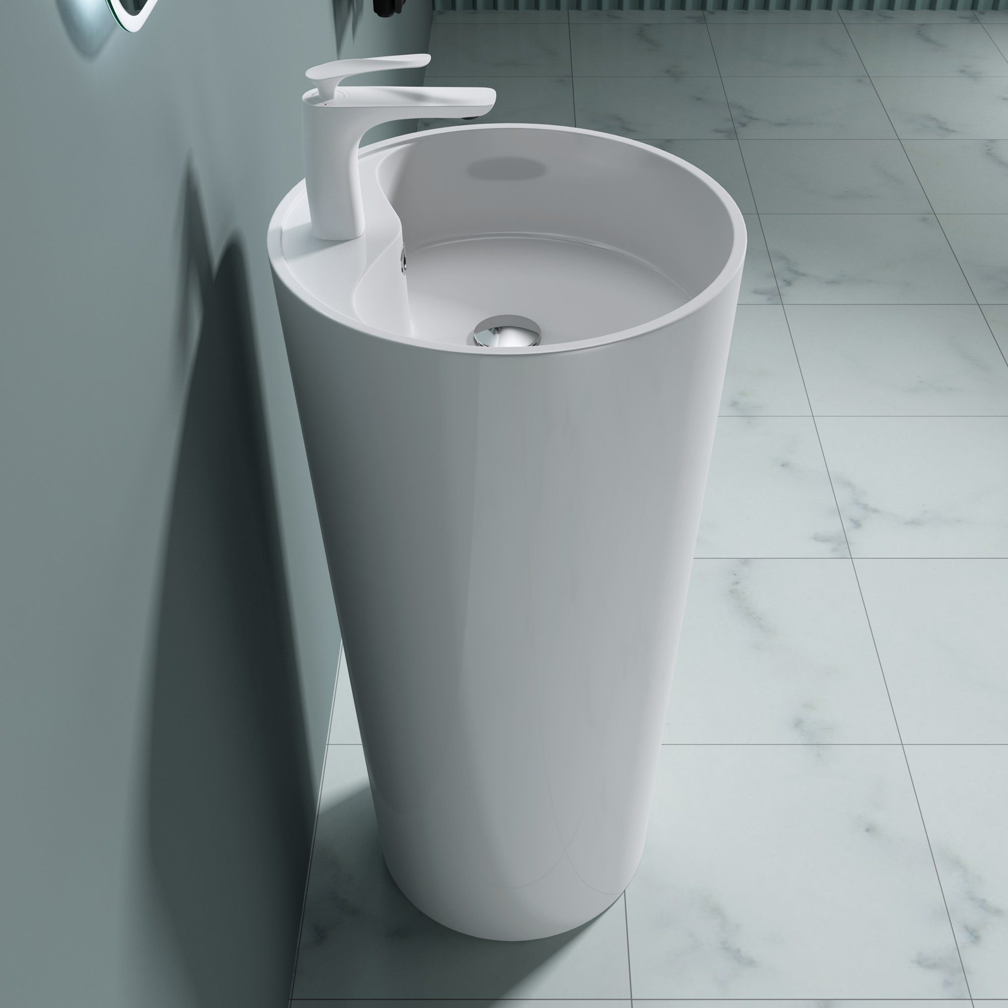 doporro Waschbecken doporro 45x45x90cm Design Standwaschbecken Col35 Gussmarmor Waschsäule