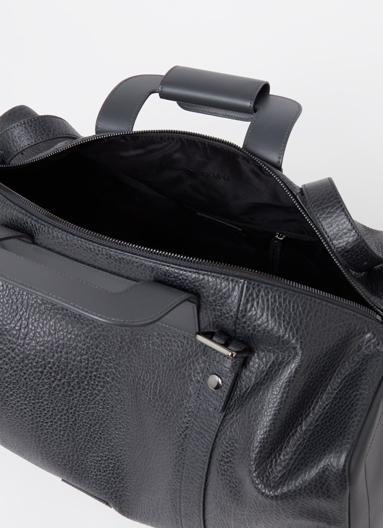Emporio Armani Calfskin Weekend Bag with Detachable Shoulder Strap