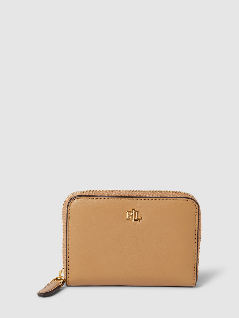Portemonnaie mit Label-Applikation in camel