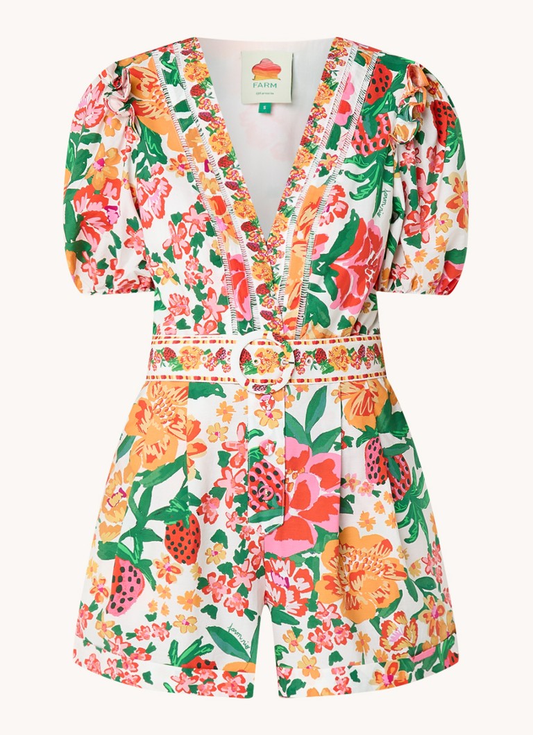 Farm Rio  Playsuit met bloemenprint en ceintuur