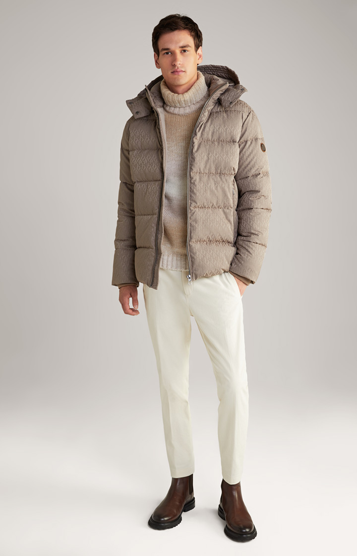 Logo-Steppjacke Vastos in Hellbraun gemustert