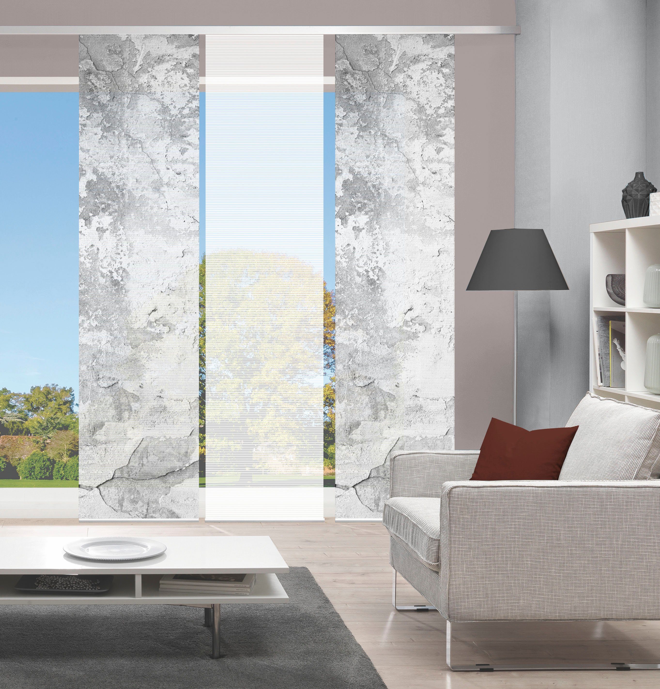 Schiebegardine RAGUL 3er SET, Vision S, Paneelwagen (3 St), halbtransparent, Schiebevorhang Digidruck 3er Set RAGUL