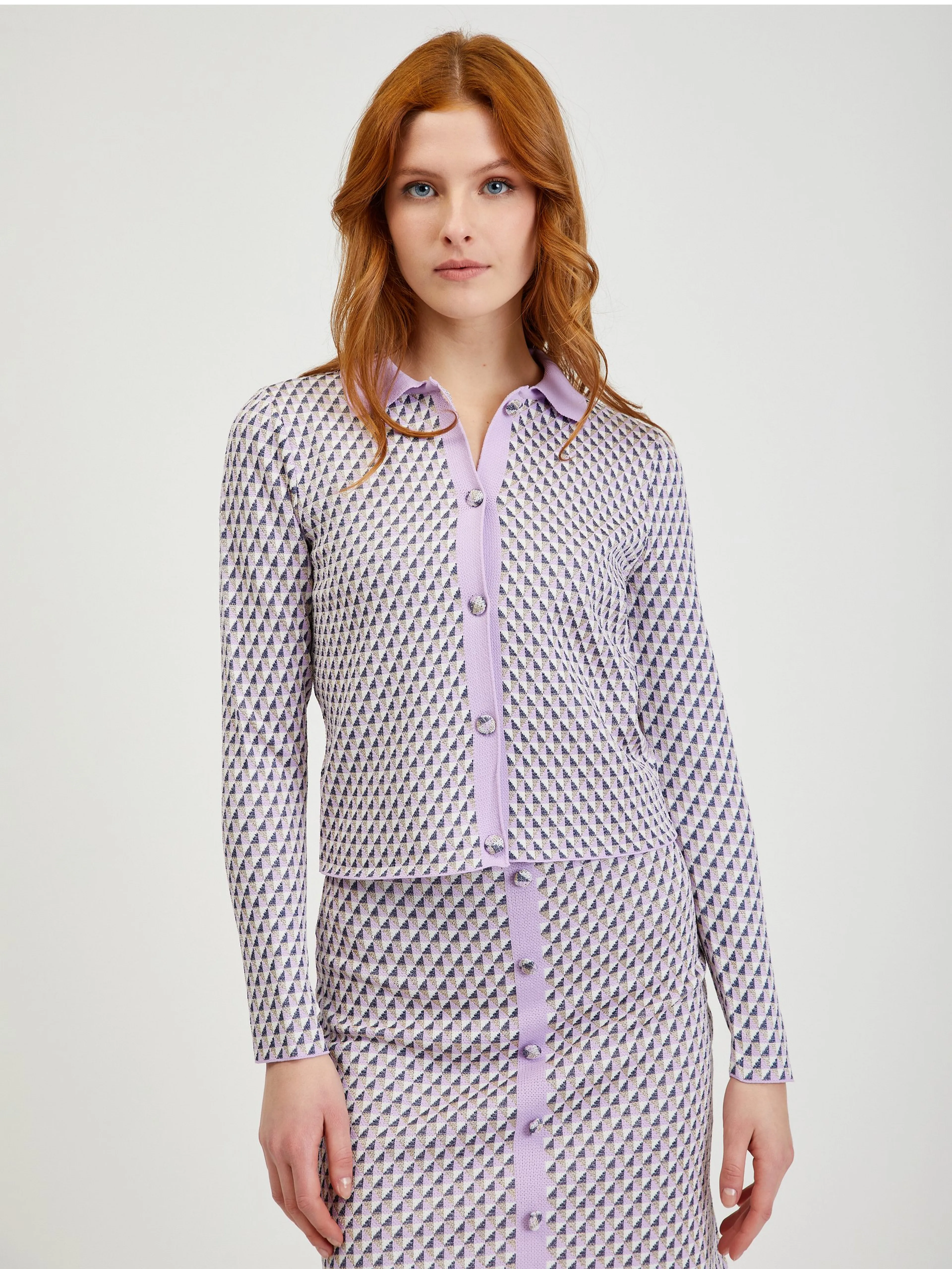 Helllila gemusterter Damen Cardigan ORSAY