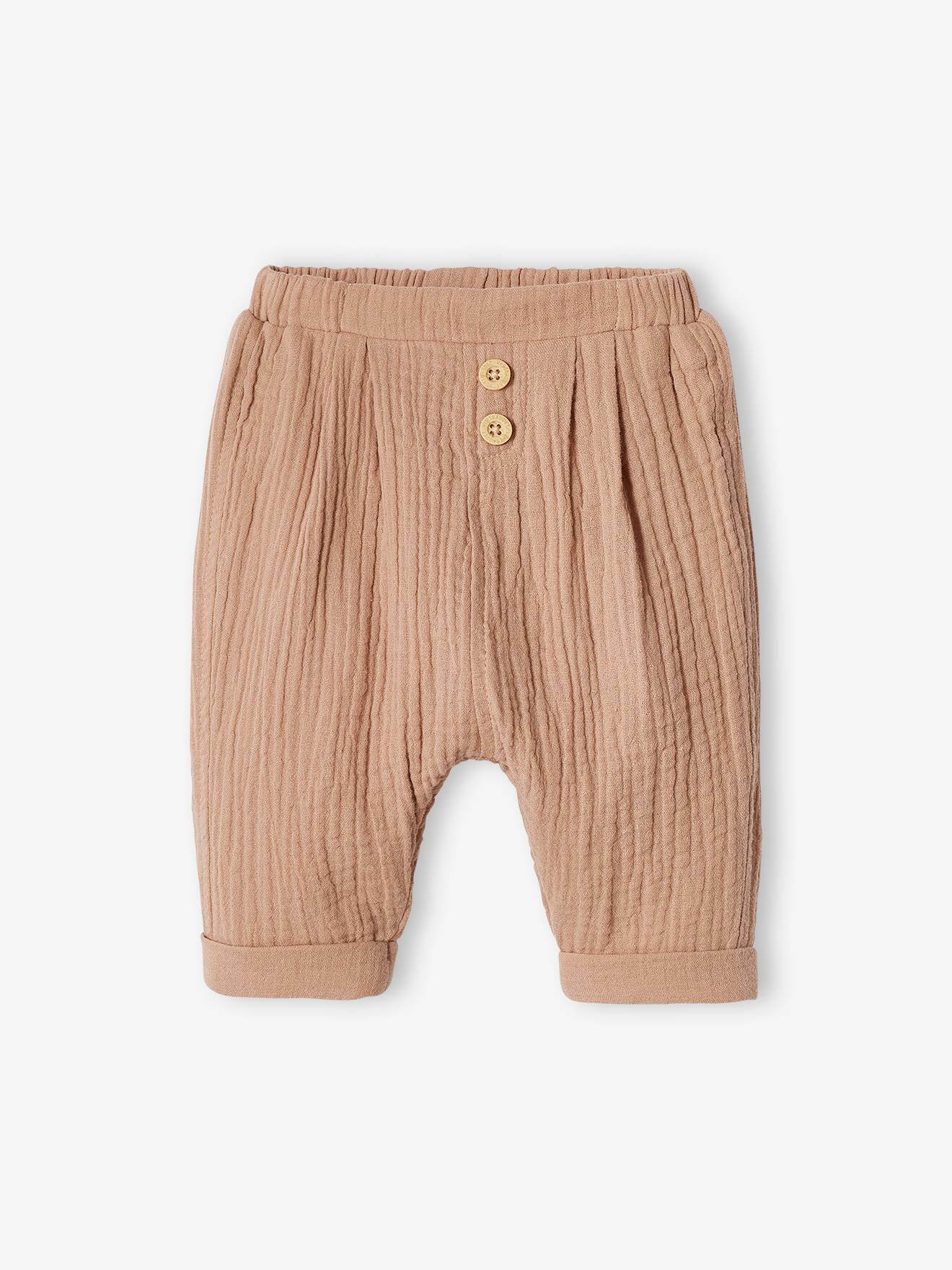 Pantalon coupe sarouel en gaze de coton bleu