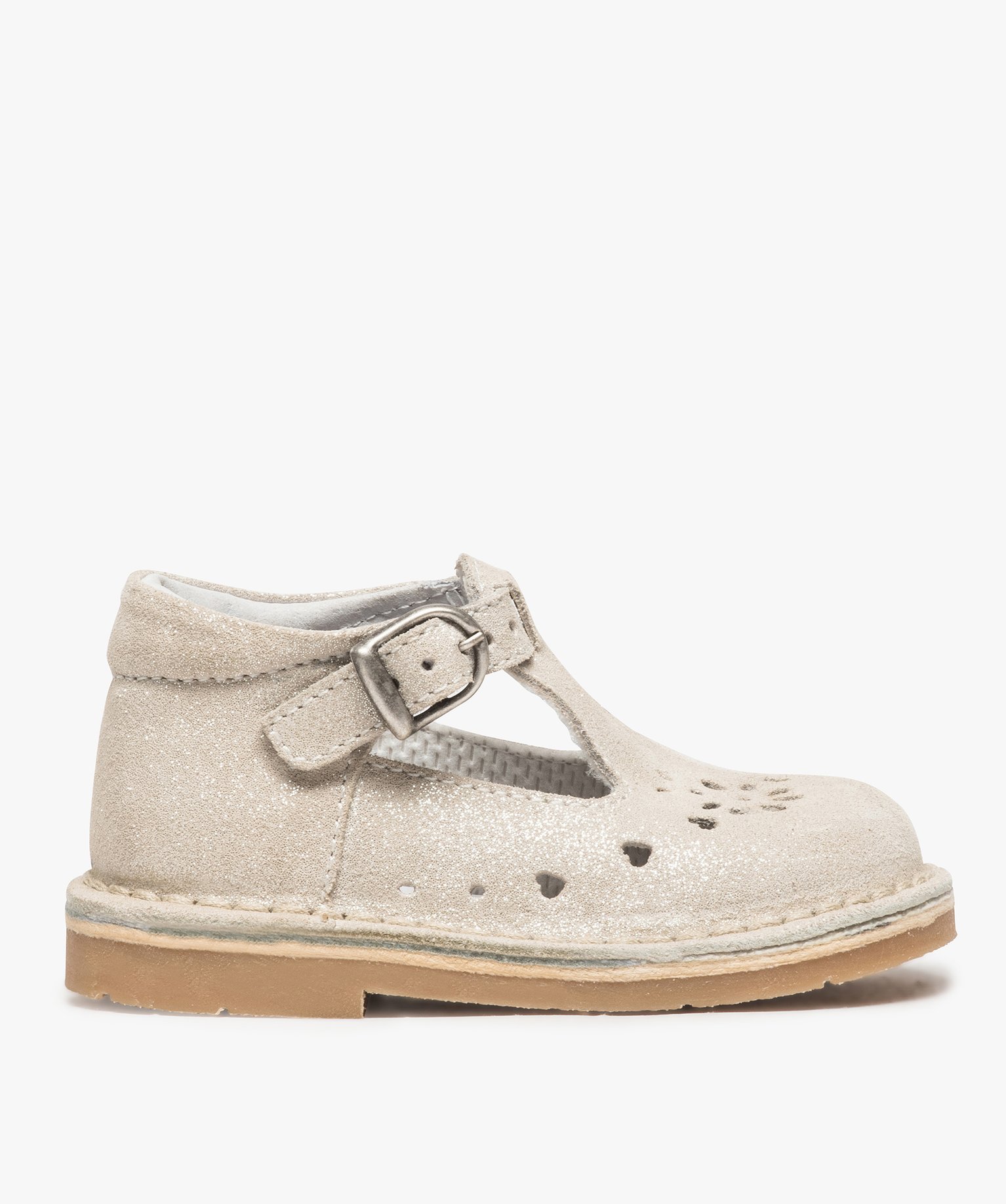 Babies bébé fille dessus cuir uni motifs perforés blanc | GEMO