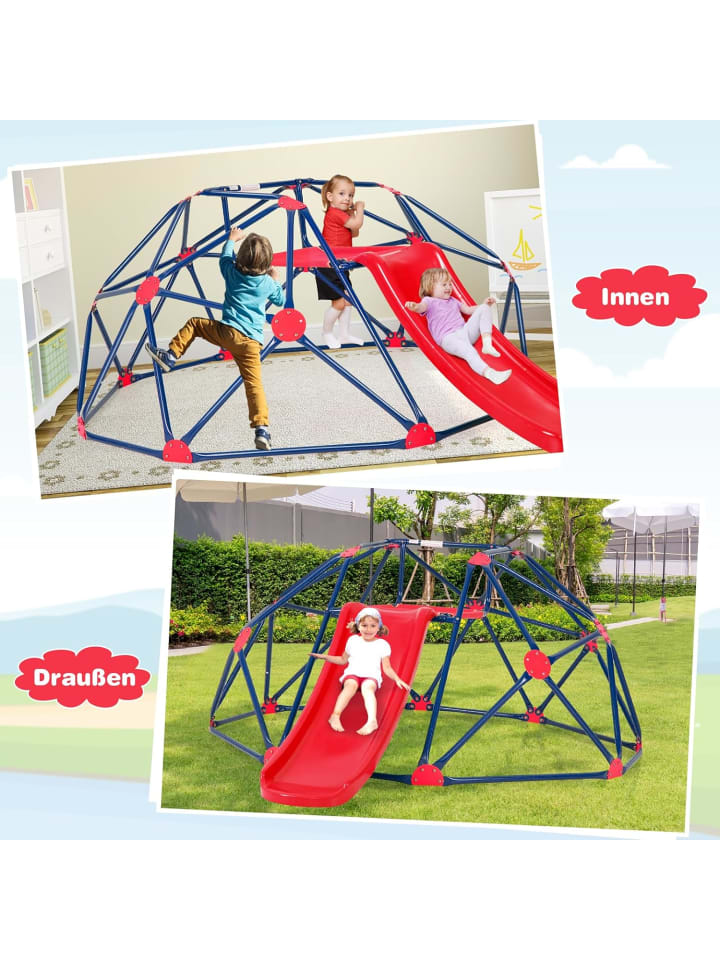COSTWAY Kletterkuppel mit Rutsche in Rot günstig kaufen onesize