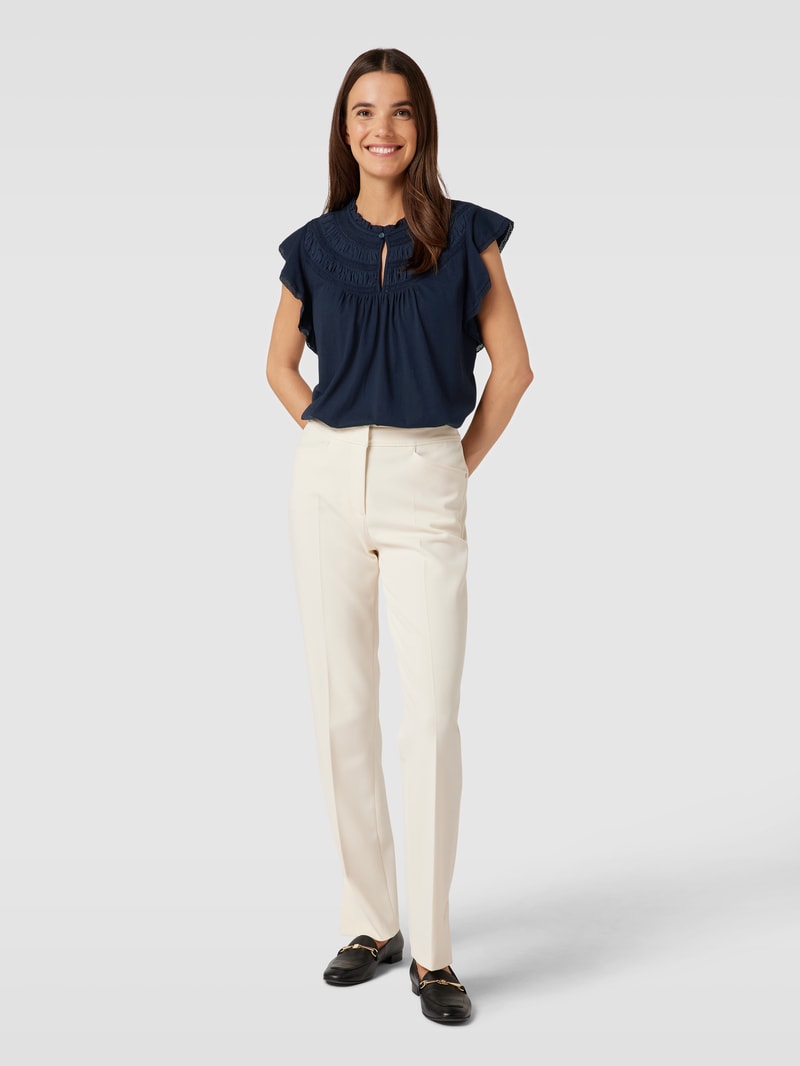 Bluse mit Volants Modell 'ISALOAH' in marineblau