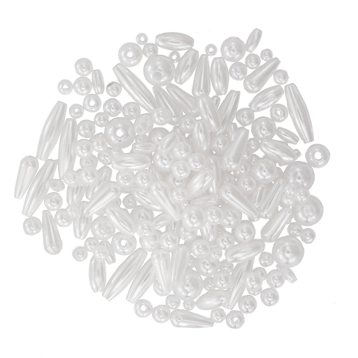 Perlenmischung, weiß, 4–20 mm, 80 g
