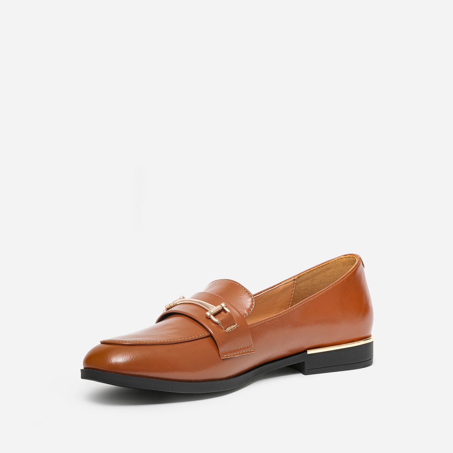 Mocassin cognac détails dorés