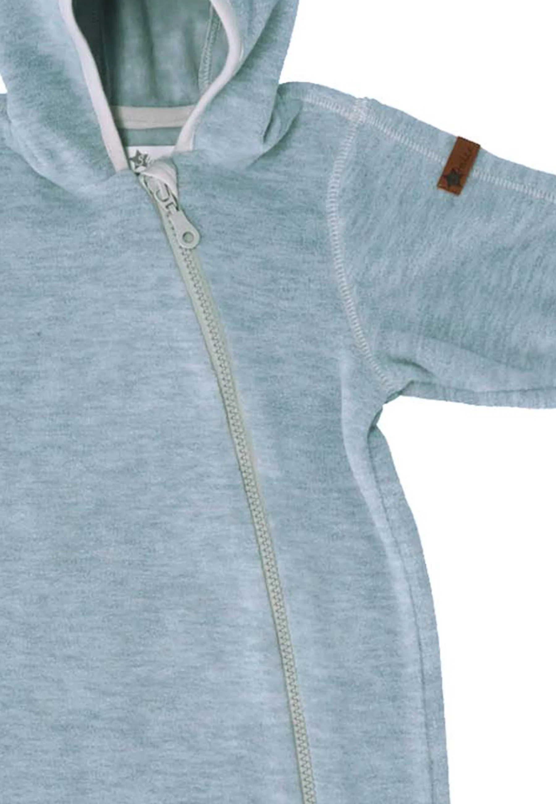 Overall aus Melange-Microfleece uni mit Kapuze
