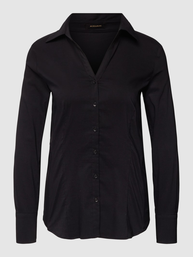 Hemdbluse mit Label-Stitching in schwarz