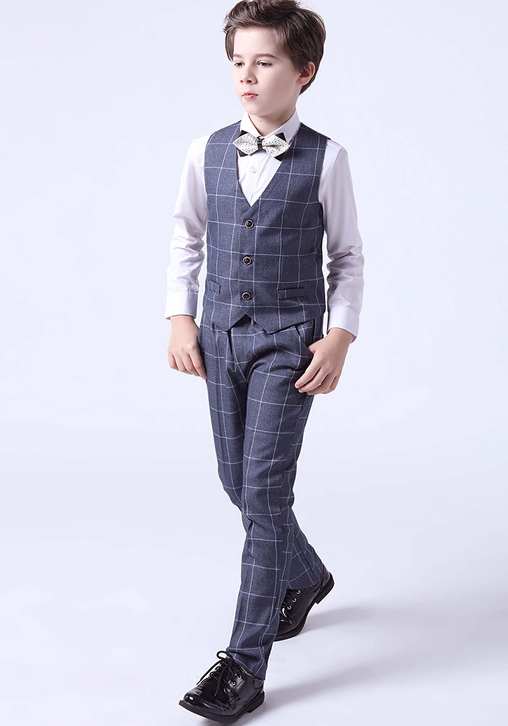 TOPMELON Kinderanzug Jungenanzug Gentleman(Set-4tlg) Hemd Weste Blazer Hose
