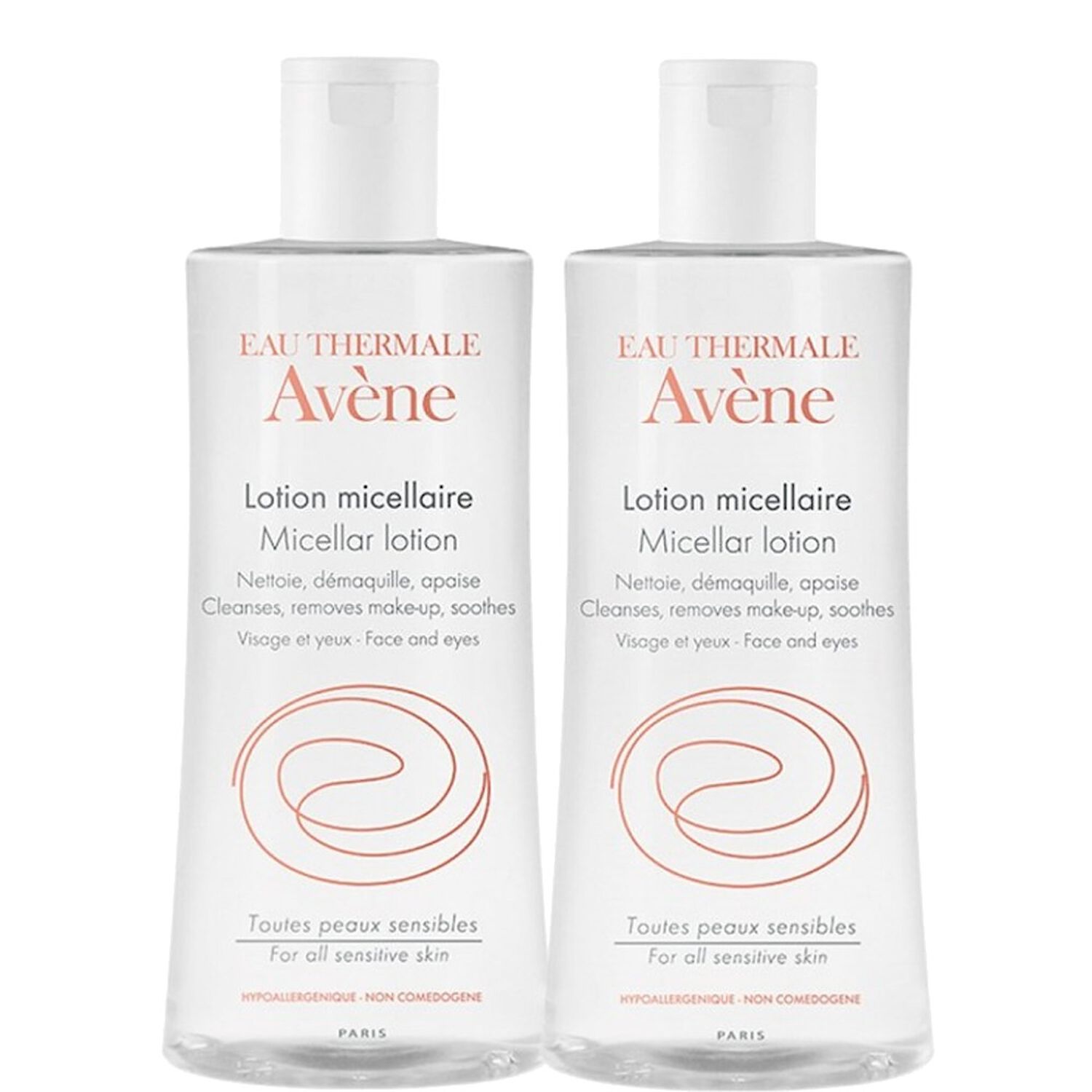 Eau Thermale Avène Lotion Micellaire Nettoie, Démaquille, Apaise - Peaux Sensibles 2 x 500 ml