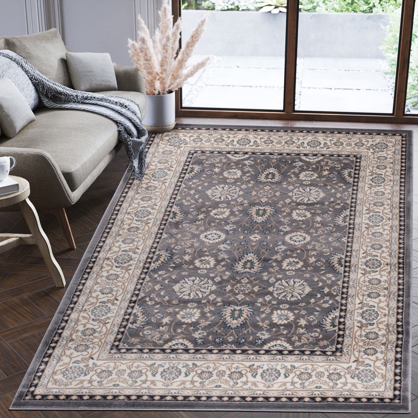 Orientteppich Oriente Teppich - Traditioneller Teppich Orient Grau, Mazovia, 60 x 100 cm, Geeignet für Fußbodenheizung, Pflegeleicht, Wohnzimmerteppich