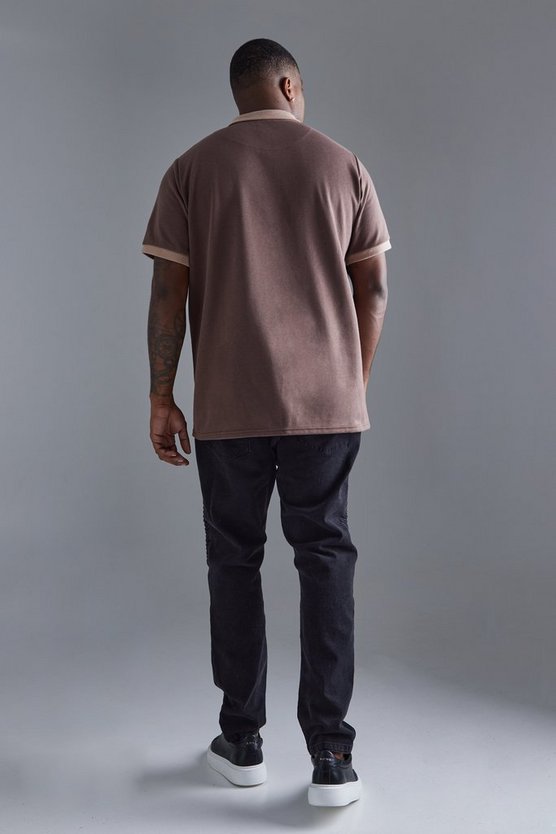Plus Slim-Fit Poloshirt mit Reißverschluss