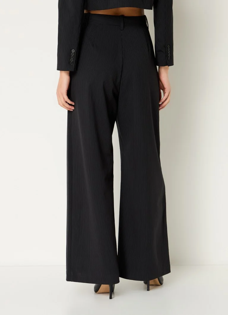 MUNTHE Stormy high waist wide fit palazzo trousers with stripe print