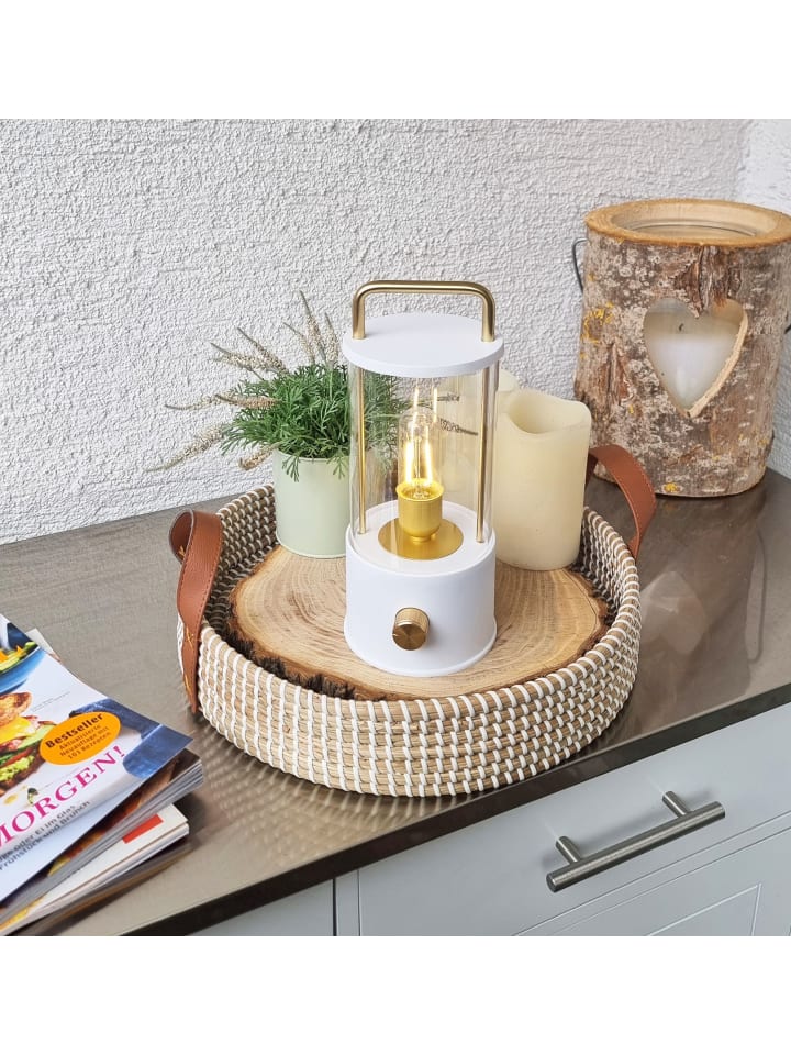 Coen Bakker LED Laterne Lampe dimmbar Warmweiß IP44 Innen & Außen 25x11cm in Weiß günstig kaufen onesize
