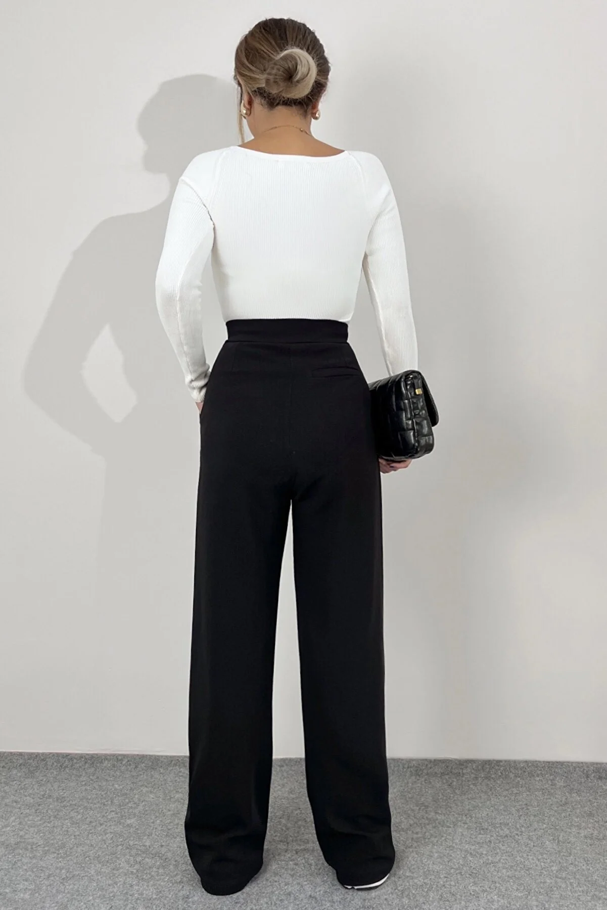 Ritnice  Line Lycra-Palazzohose für Damen mit Klettverschluss, schwarz