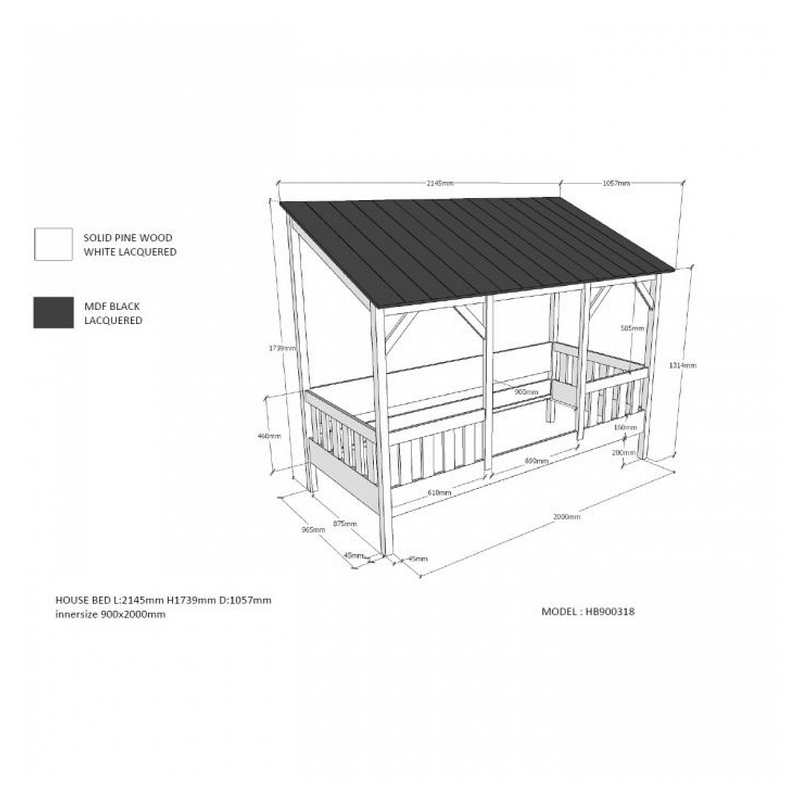 Lit cabane 90x200cm Malia