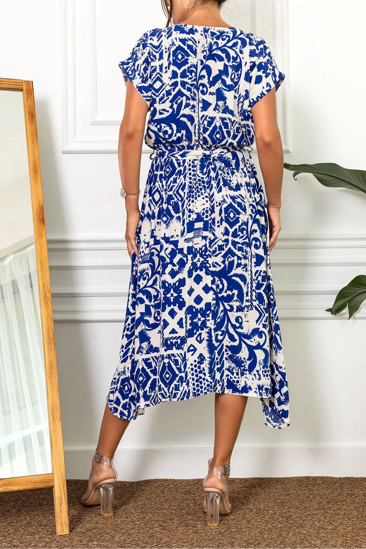 armonika  Damenkleid mit Sax-Taille und elastischem Bindemuster, ARM-22Y001044