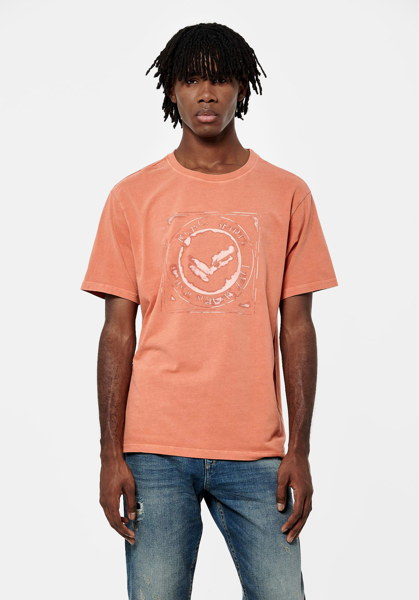 SAUL   T-shirt orange Homme en 100% coton