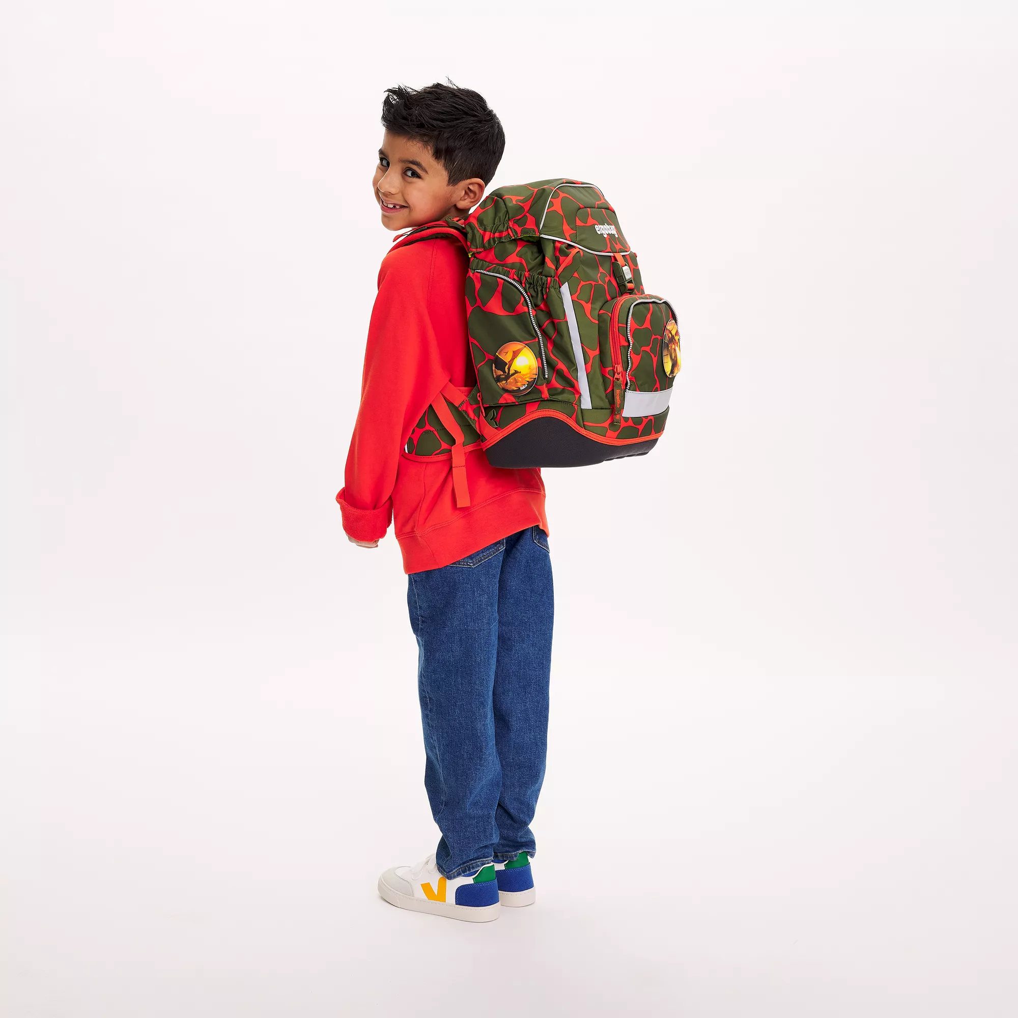 ergobag Schulrucksack-Set Feuerspeibär