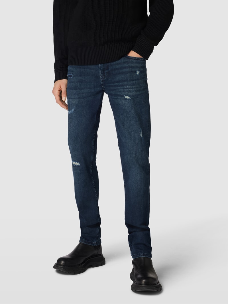 Jeans im Used-Look in rauchblau