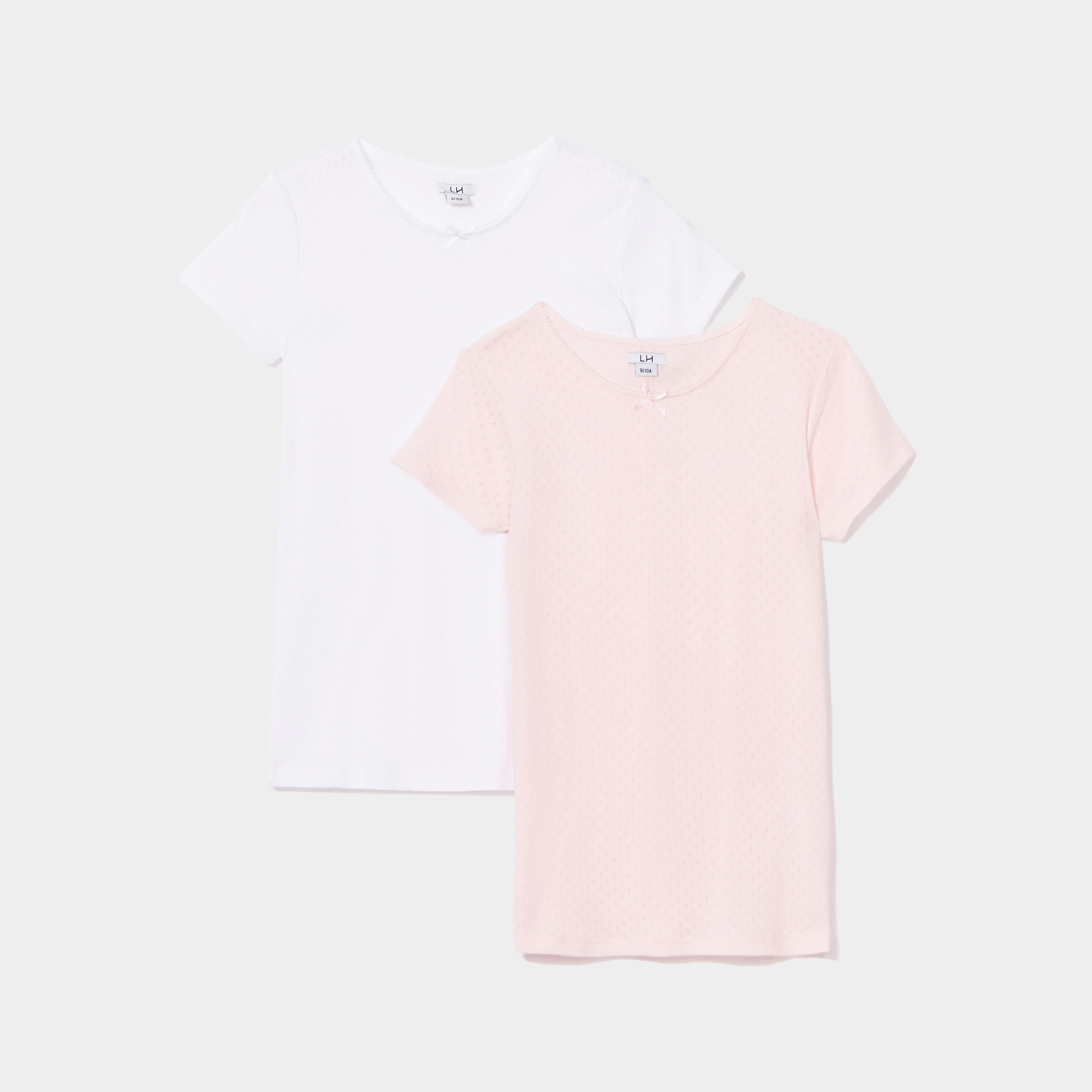 Lot 2 t-shirts manches courtes coton rose poudrée fille | La Halle