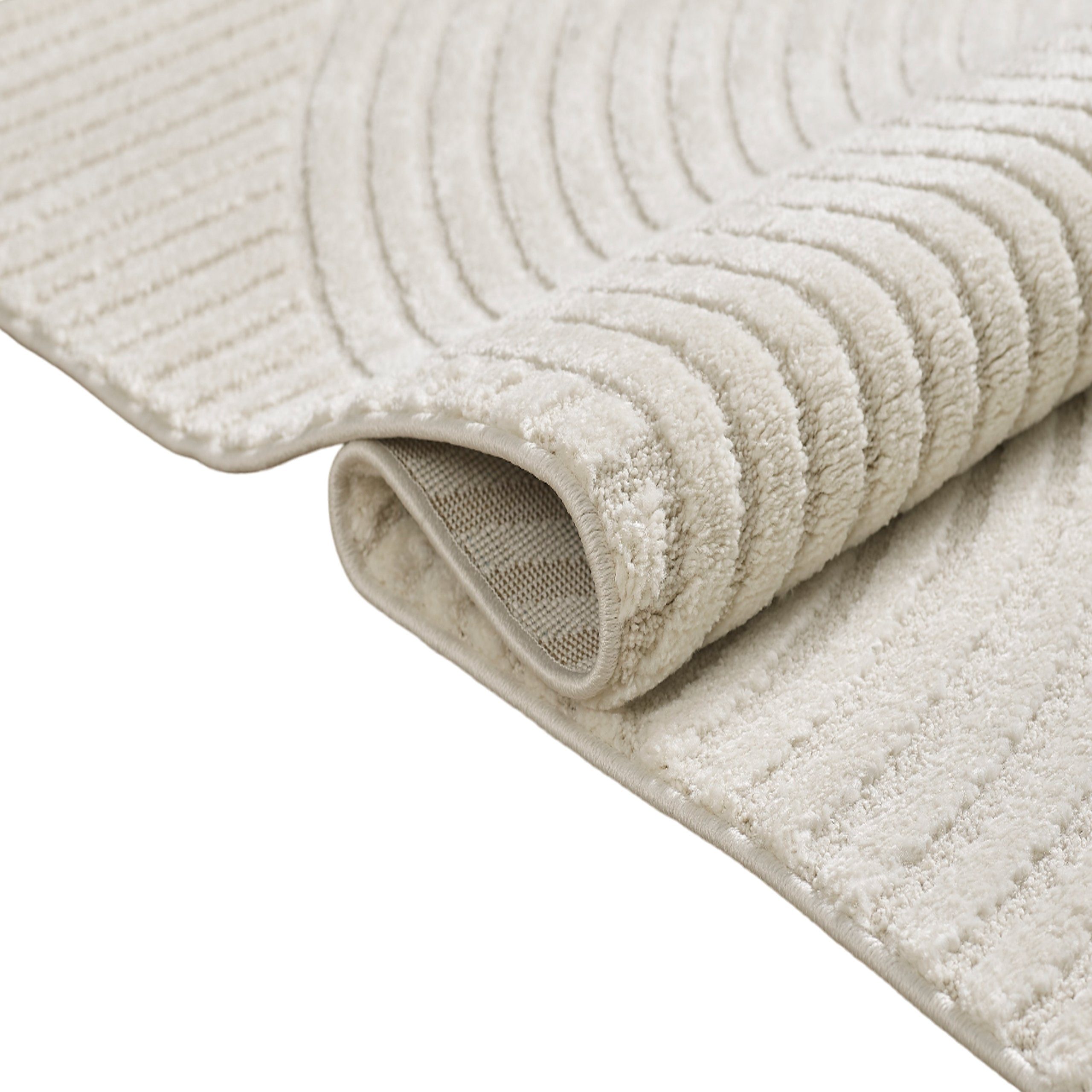 Teppich Moderner Teppich mit 3D Bogen Muster, Teppich-Traum, rechteckig, Höhe: 14 mm, Für Fußbodenheizung geeignet, Je nach Lichteinfall heller/dunkler