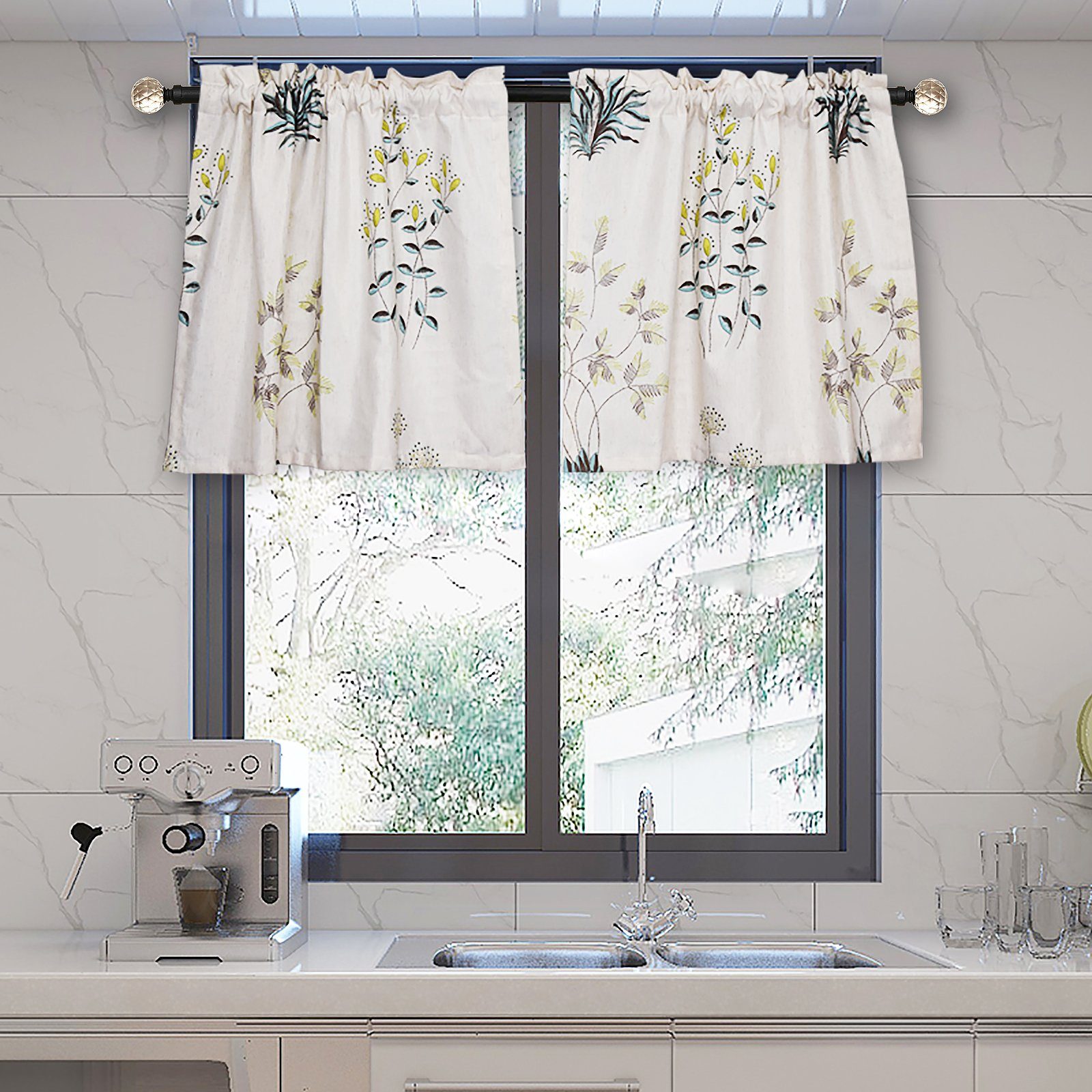 Scheibengardine F12WH00132, HOMEIDEAS, Stangendurchzug (1 St), verdunkelnd, Polyester, Kleiner Gardine, kurz Verdunkelungsvorhang