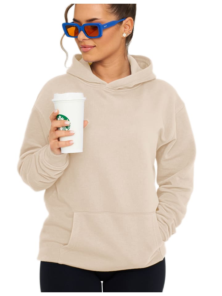 DAILY COTTON Kapuzenpullover - DCPRESOV Basic Oversize Hoodie Einfarbig Sweatshirt in Taupe Light günstig kaufen