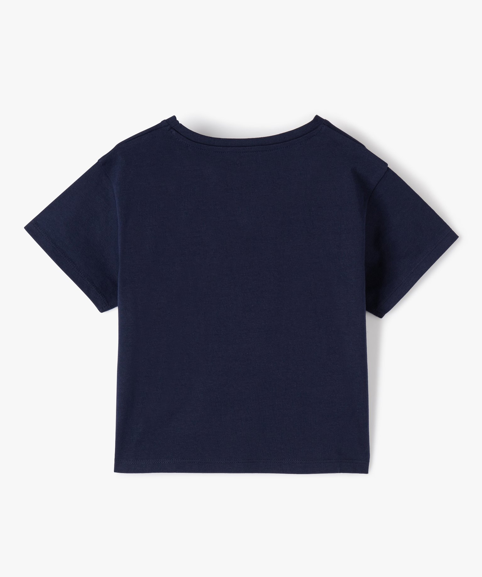 Tee-shirt fille à manches courtes coupe courte et large marine | GEMO