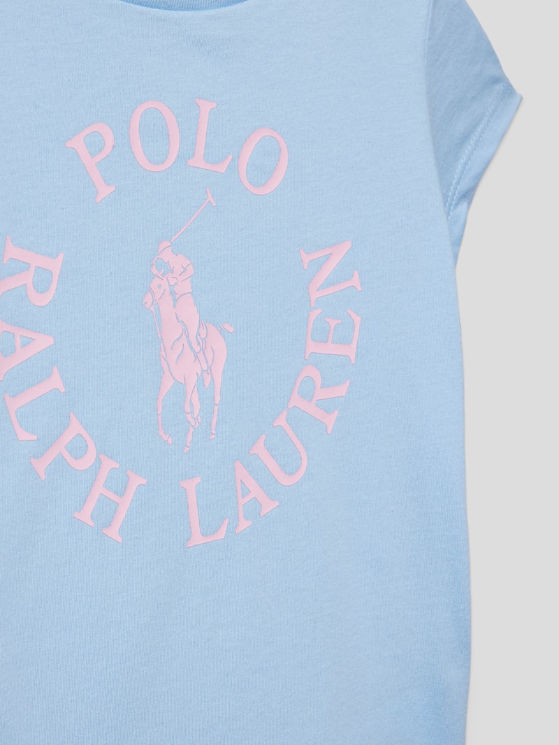 T-Shirt mit Label-Print in bleu