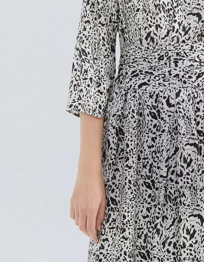Robe midi blanc cassé imprimé animalier Femme