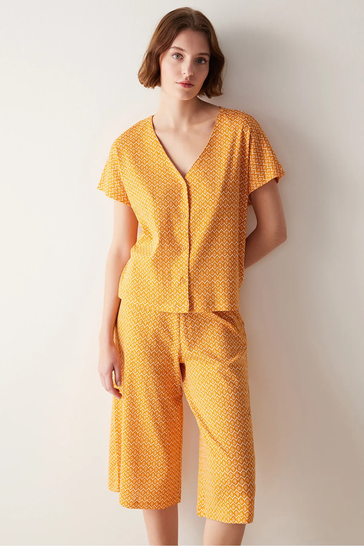 Penti  Capri-Pyjama-Set Flora Orange Gelb