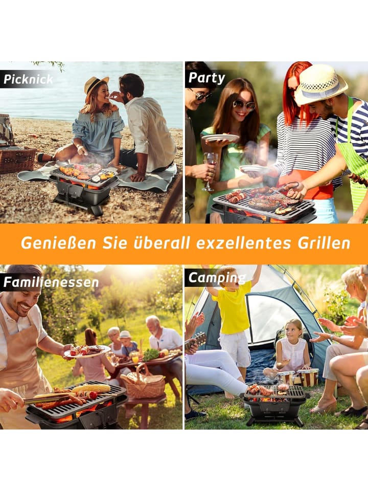 COSTWAY Campinggrill 2-stufig 40x27x18cm in Schwarz günstig kaufen onesize