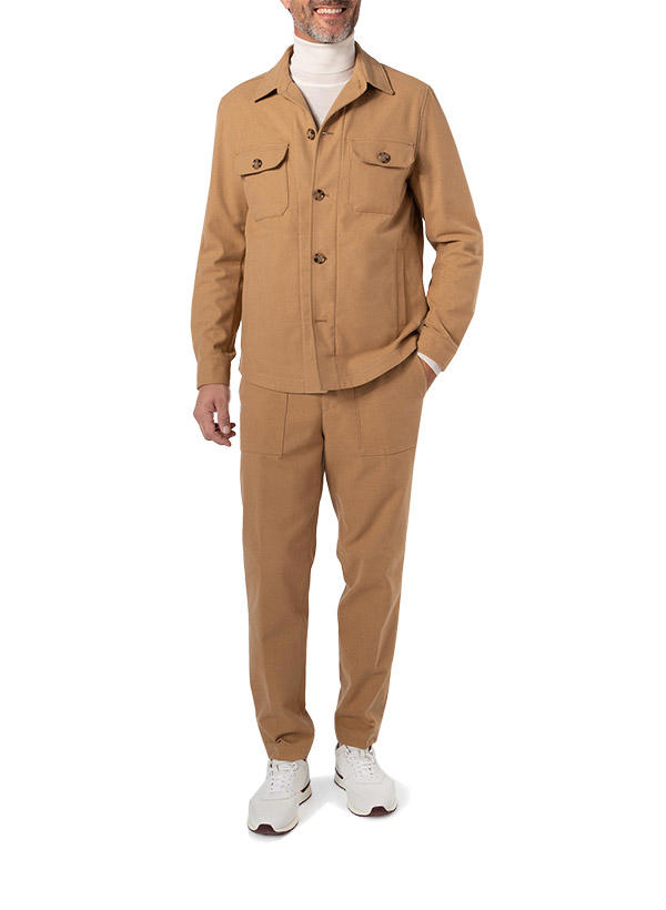 BOSS Black, Anzug Carper-Perin, Relaxed Fit, Flanell, mittelbeige